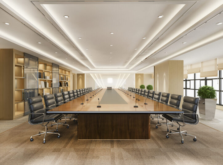 3d rendering business meeting room on high rise office building